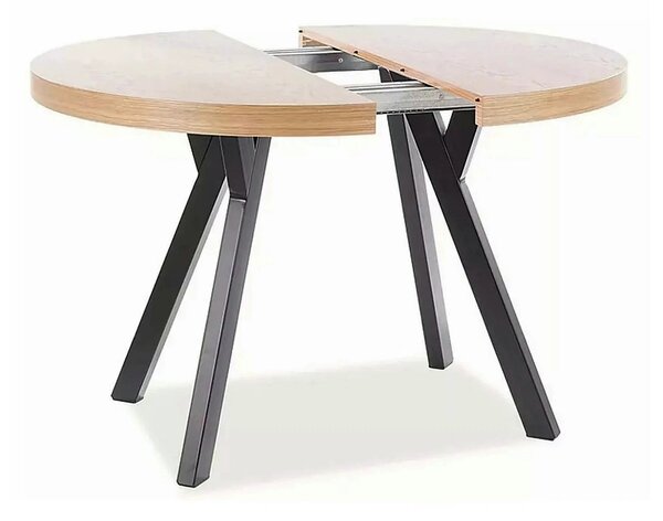 Masa DOMINGO, stejar natural/negru, PAL laminat, 100/250x100x76 cm