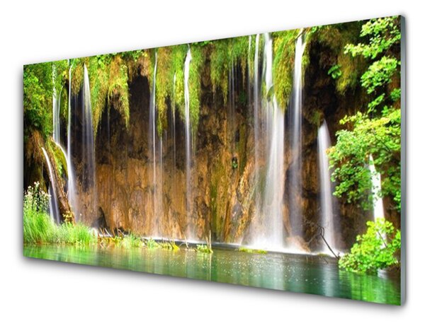 Panou sticla bucatarie Cascada Natura Maro Verde Albastru Alb