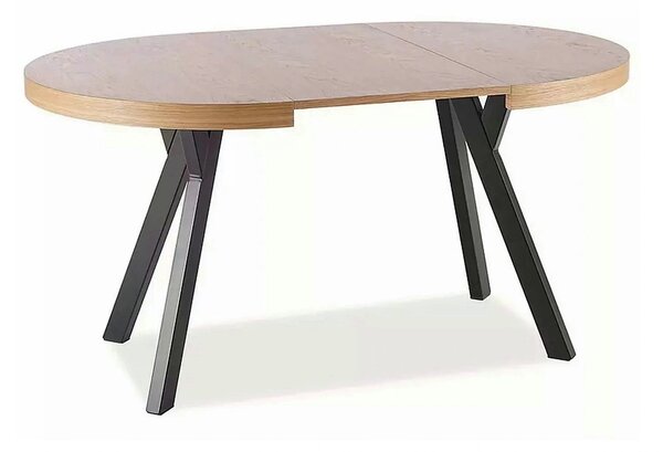 Masa DOMINGO, stejar natural/negru, PAL laminat, 100/250x100x76 cm