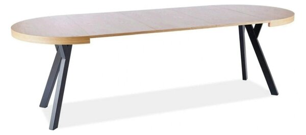 Masa DOMINGO, stejar natural/negru, PAL laminat, 100/250x100x76 cm