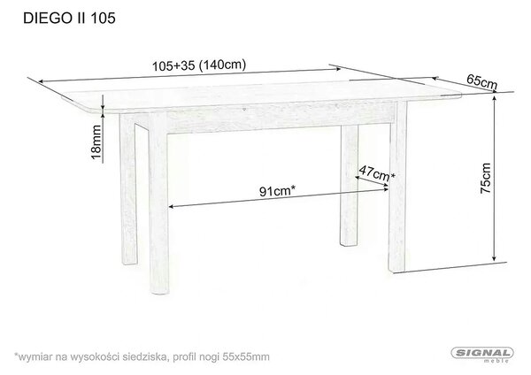 Masa extensibila DIEGO II, stejar sonoma, 105/140x65x75 cm