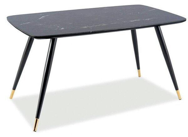 Masa CYRYL, negru cu efect de marmura, 140x80x75 cm