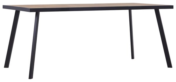 Masă de bucătărie, lemn deschis & negru, 200 x 100 x 75 cm, MDF