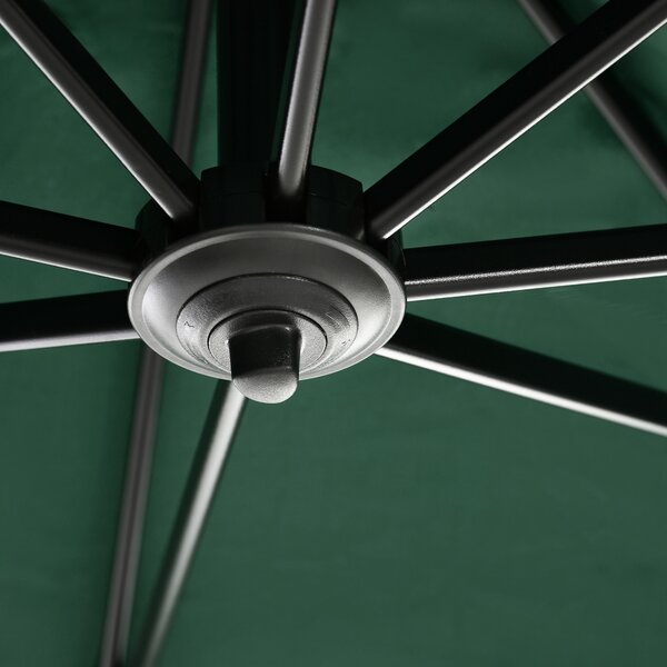 Outsunny Umbrelă de Grădină cu Manivelă, Rotire la 360°, Orificii de Ventilație și Parasolar Reglabil, 2.5x2.5 m, Verde | Aosom Romania