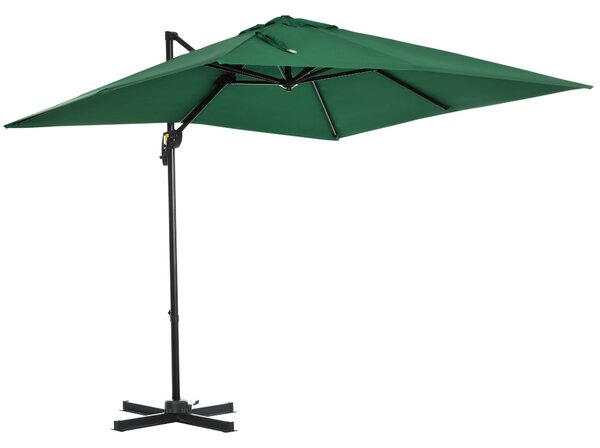 Outsunny Umbrelă de Grădină cu Manivelă, Rotire la 360°, Orificii de Ventilație și Parasolar Reglabil, 2.5x2.5 m, Verde | Aosom Romania