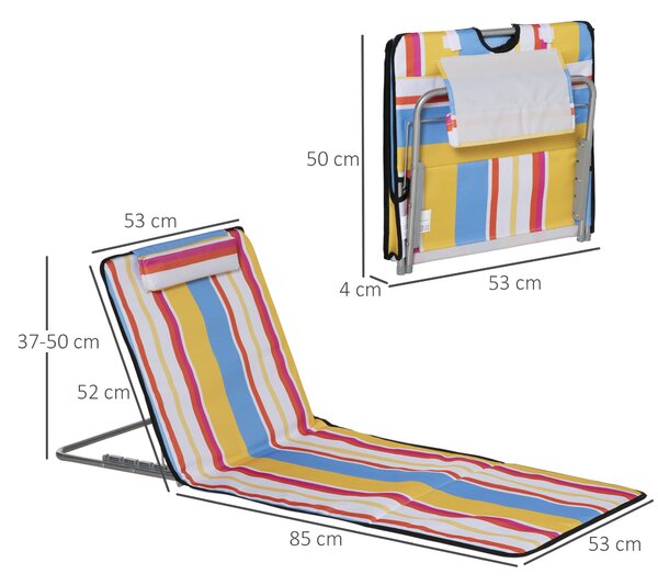 Outsunny Set 2 Șezlonguri de Plajă cu Spătar Reglabil pe 5 Niveluri, Tetieră și Geantă de Transport, 124x53x35-45 cm, Multicolor | Aosom Romania