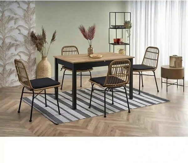 Masa extensibila GREG, stejar/negru, PAL, 124/168x74x75 cm
