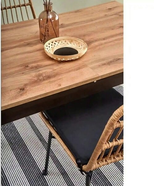 Masa extensibila GREG, stejar/negru, PAL, 124/168x74x75 cm