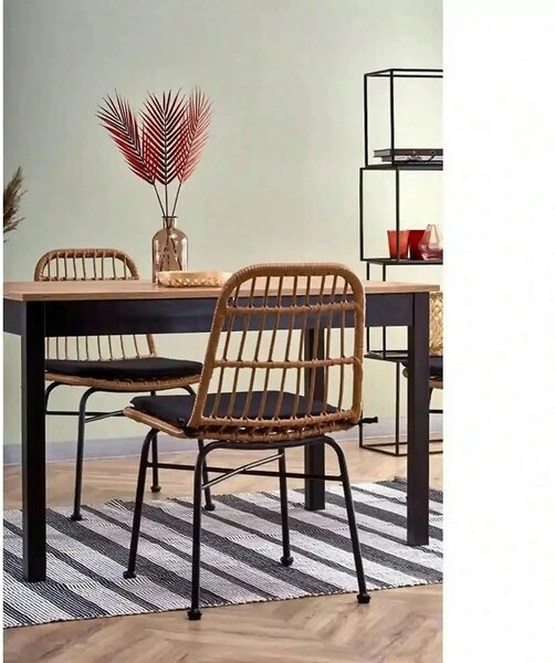 Masa extensibila GREG, stejar/negru, PAL, 124/168x74x75 cm