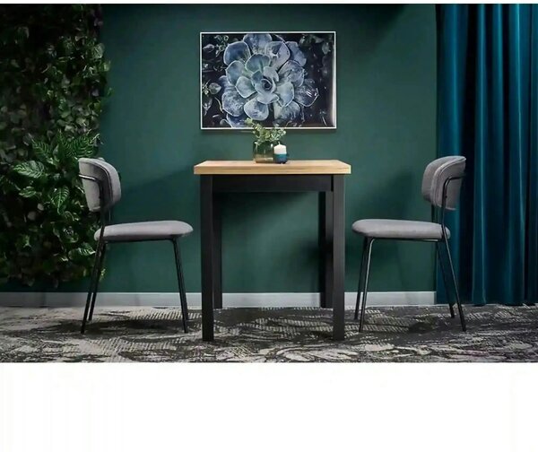 Masa COBALT, stejar/negru, PAL furniruit, 120x68x77 cm