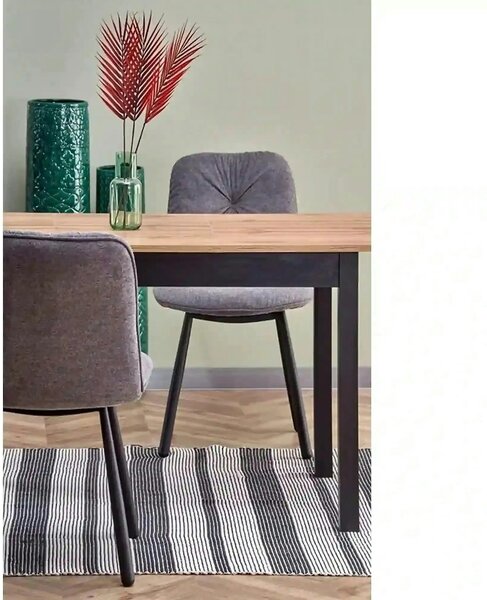 Masa extensibila GREG, stejar/negru, PAL, 124/168x74x75 cm