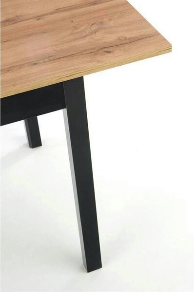 Masa extensibila GREG, stejar/negru, PAL, 124/168x74x75 cm