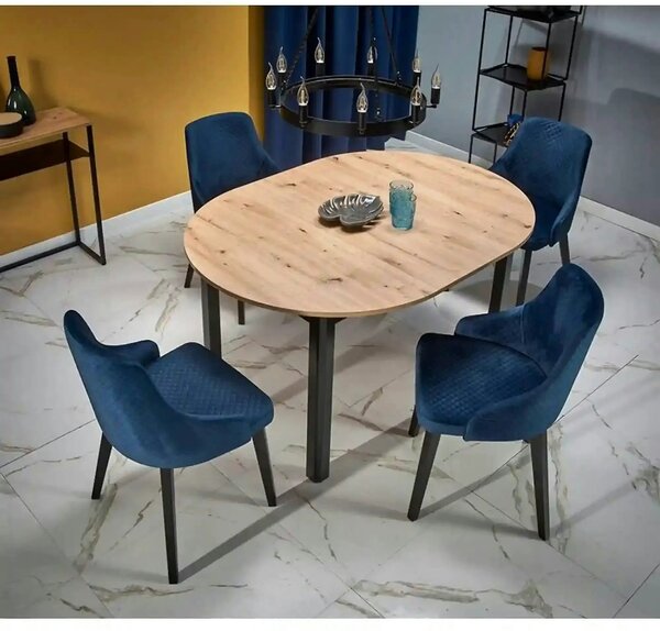 Masa extensibila RINGO, stejar/negru, PAL laminat, 102/142x102x76 cm