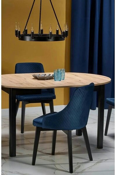 Masa extensibila RINGO, stejar/negru, PAL laminat, 102/142x102x76 cm