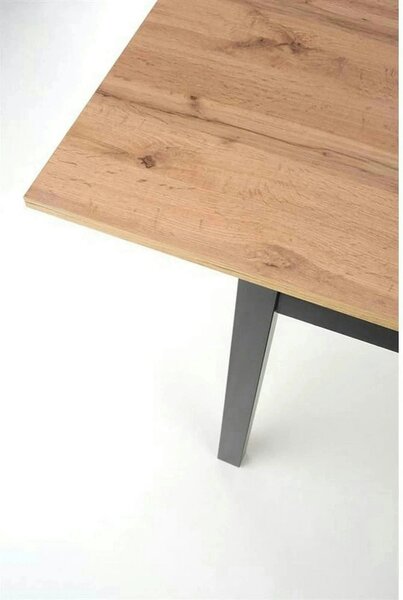 Masa extensibila GREG, stejar/negru, PAL, 124/168x74x75 cm