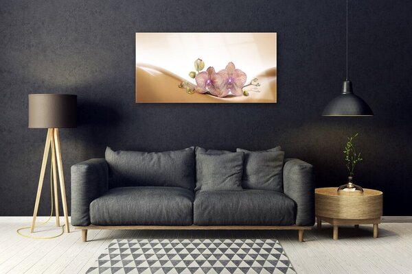 Tablou pe sticla Copaci Floral Brown roz