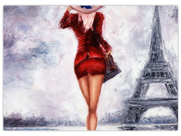 Tablou - Femeie și Turnul Eiffel (70x50 cm)