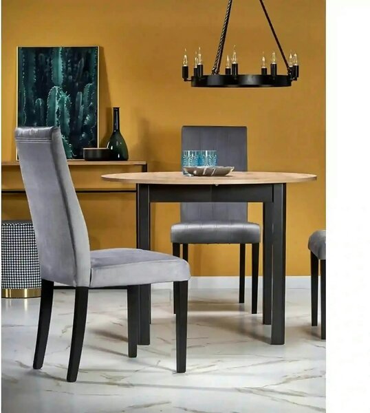 Masa extensibila RINGO, stejar/negru, PAL laminat, 102/142x102x76 cm