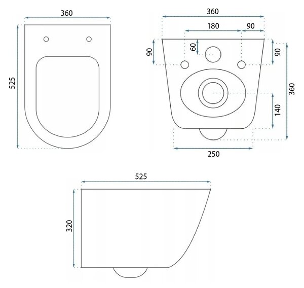 Rea Eddy, vas de toaletă suspendat Tornado Rimless 525x360x360 mm cu scaun, REA-C6560