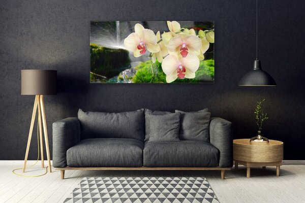 Tablou pe sticla Copaci Floral Alb Roșu