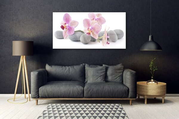 Tablou pe sticla Pietrele de copac Floral Roz Gri