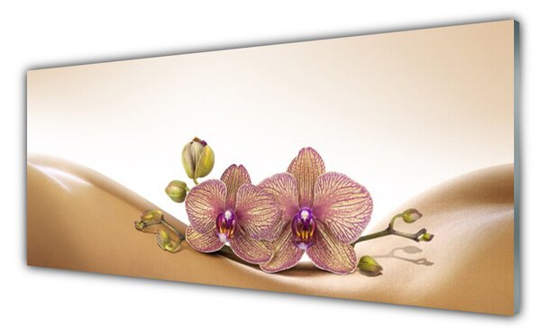 Tablou pe sticla Copaci Floral Brown roz