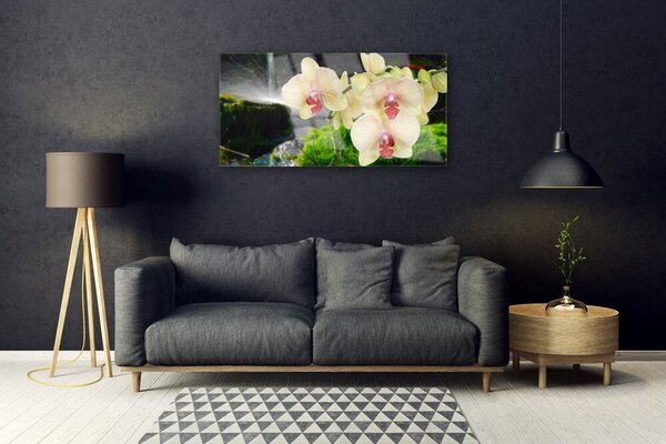 Tablou pe sticla Copaci Floral Alb Roșu