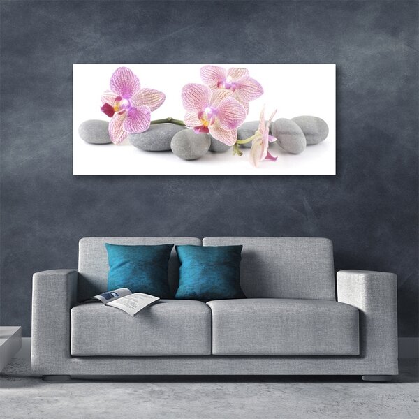 Tablou pe sticla Pietrele de copac Floral Roz Gri