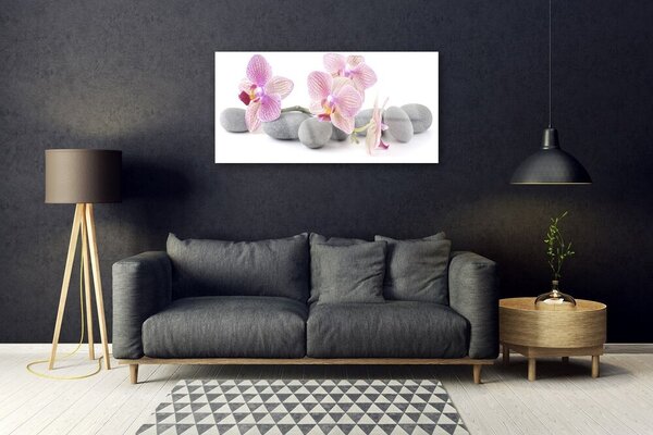 Tablou pe sticla Pietrele de copac Floral Roz Gri