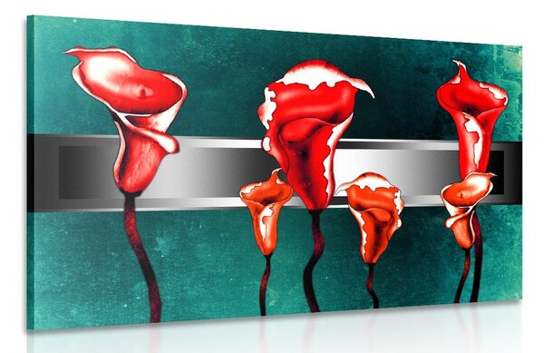Tablou calla lily roșii în design abstract