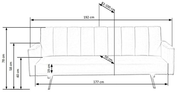 Canapea extensibila ARMANDO, gri, stofa catifelata, 192x100x78 cm