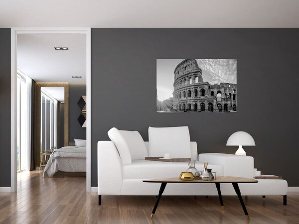 Tablou - Colosseum din Roma, alb-negru (90x60 cm)