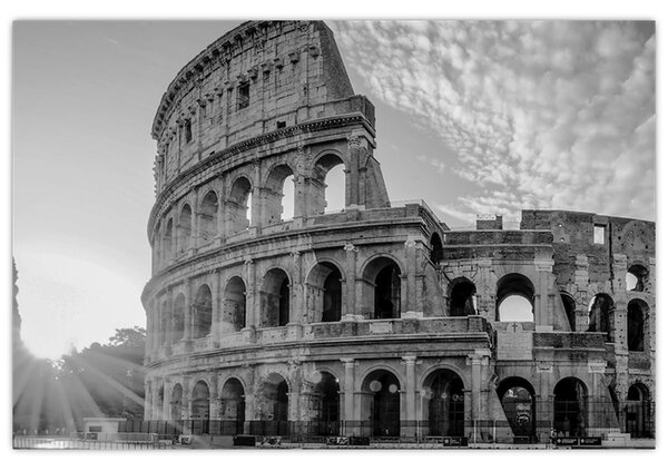 Tablou - Colosseum din Roma, alb-negru (90x60 cm)
