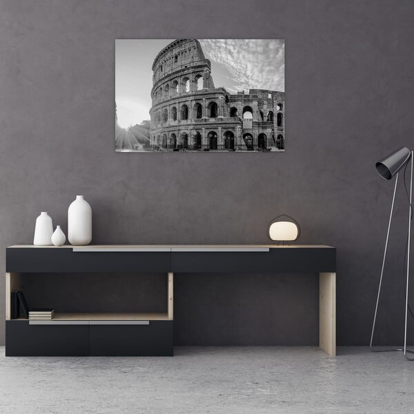 Tablou - Colosseum din Roma, alb-negru (90x60 cm)