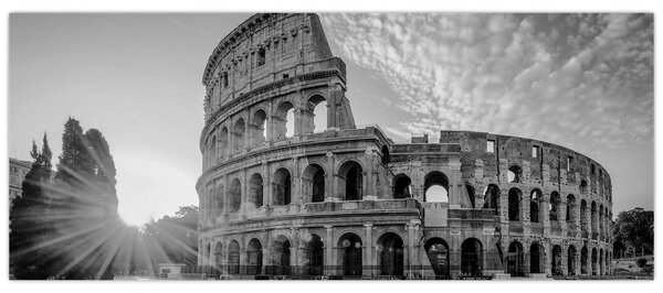 Tablou - Colosseum din Roma, alb-negru (120x50 cm)