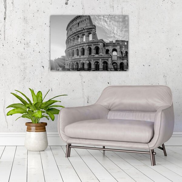 Tablou - Colosseum din Roma, alb-negru (70x50 cm)