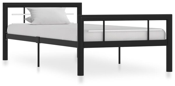 Cadru de pat, negru și alb, 100 x 200 cm, metal