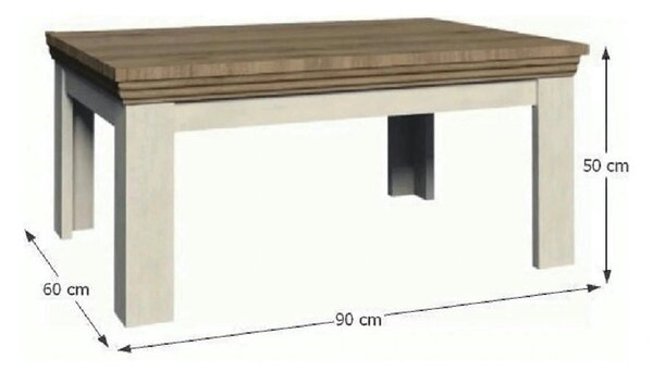 Masuta cafea ROYAL LN, pin nordic/stejar salbatic, PAL melaminat, 90x6
