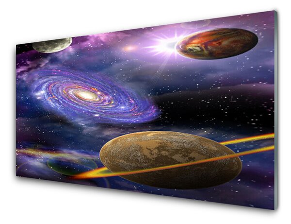 Panou sticla bucatarie Spațiu Universul Violet Gri