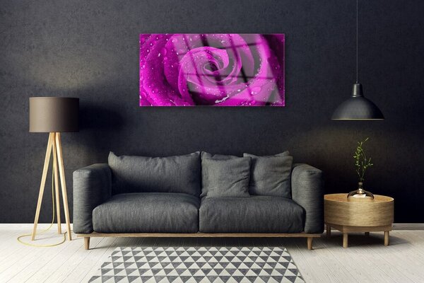Tablou pe sticla Rose Floral roz