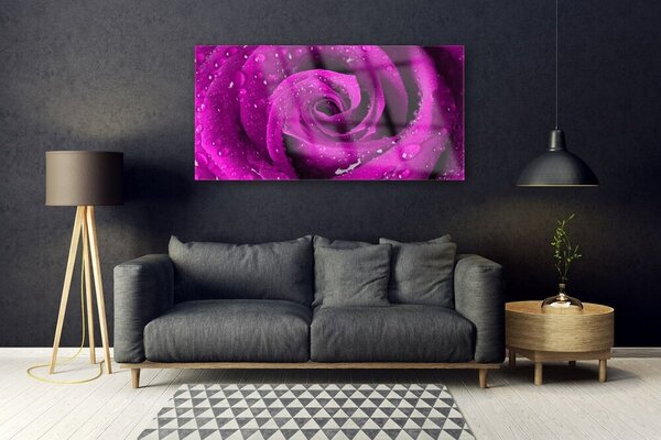 Tablou pe sticla Rose Floral roz