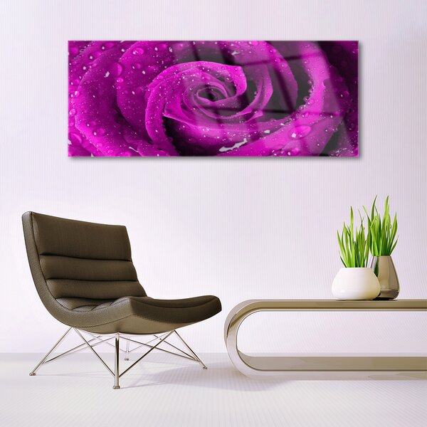 Tablou pe sticla Rose Floral roz