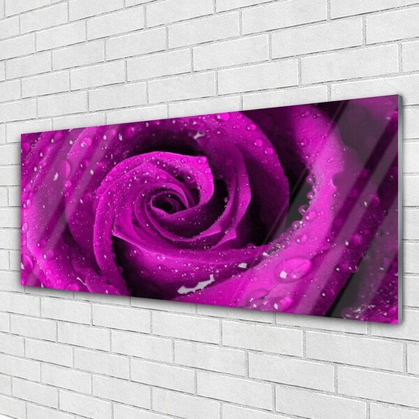 Tablou pe sticla Rose Floral roz