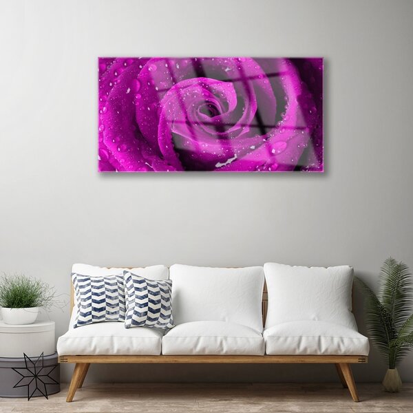 Tablou pe sticla Rose Floral roz