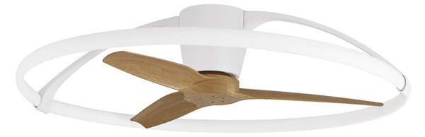 Ventilator de tavan inteligent cu LED Nepal, alb/fag, curent continuu - Mantra Mantra Iluminación, Nepal, reglabil, Lemn, Camera de zi, Metal, Modern