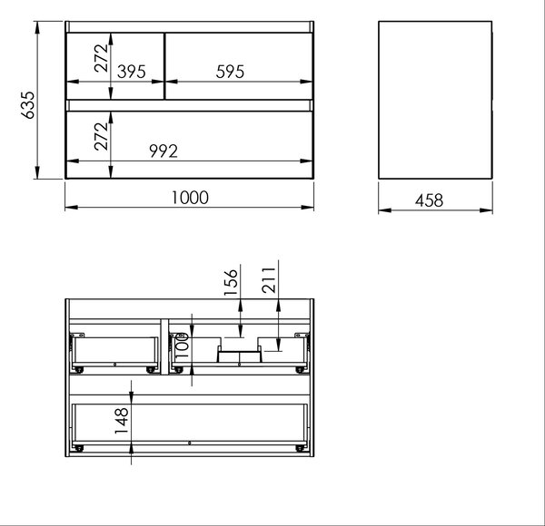 Elita Split dulap 100x45.8x63.5 cm sub chiuveta pe perete alb RE011005155290