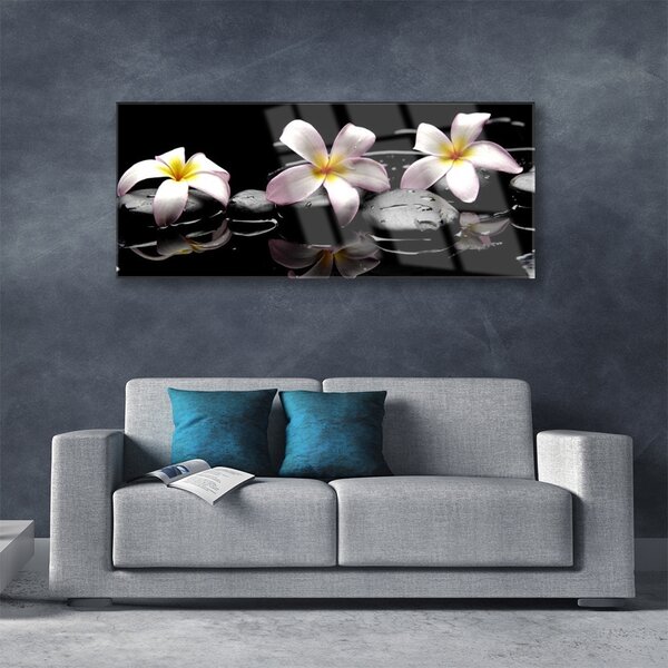 Tablouri acrilice Floare pietre Floral Alb Galben Negru