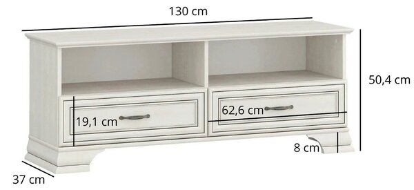 Comoda TV TIFFANY II, grej, PAL laminat, 130x37x50 cm