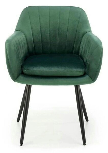 Scaun K429, verde/negru, stofa catifelata/metal, 58x53x80 cm