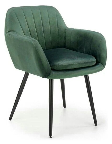 Scaun K429, verde/negru, stofa catifelata/metal, 58x53x80 cm